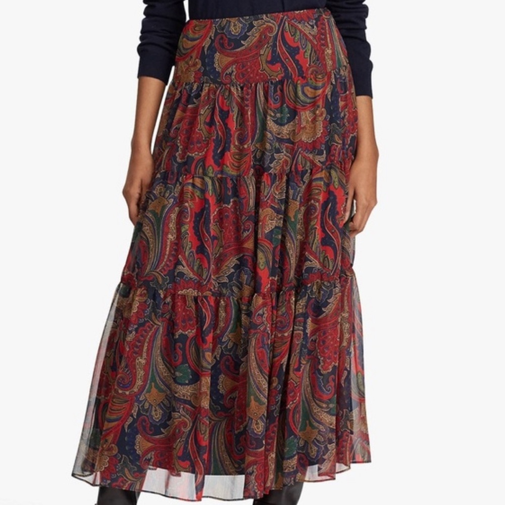 Ralph Lauren Paisley Maxi Skirt (Side Zip)
